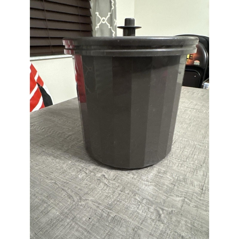 Vintage Tupperware Ice Bucket Insulated Brown With Push Button Seal Lid 1683